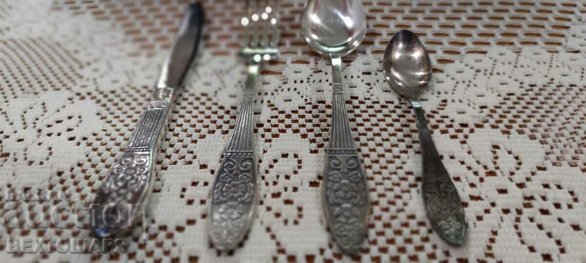 Antique Deep Silver Plated Russian Cutlery - 5 Antique Deep Silver Plated Russian Cutlery - 5