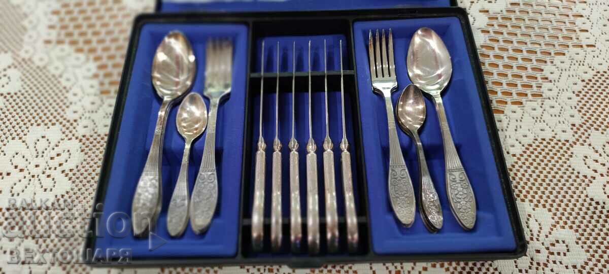 Antique Deep Silver Plated Russian Cutlery