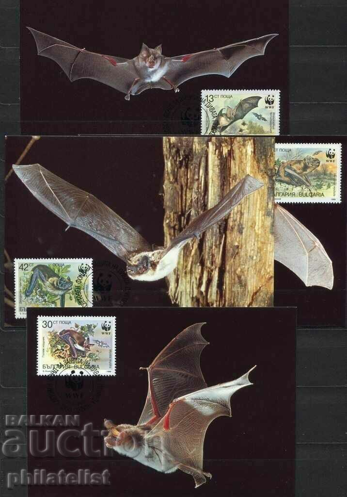 Bulgaria 1989 - 4 cards Maximum - WWF - Bats
