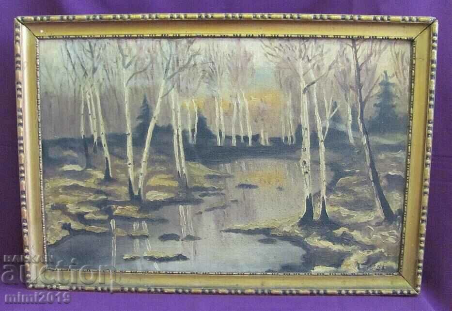 Very Old Painting Oil Canvas Signed 60x40cm.