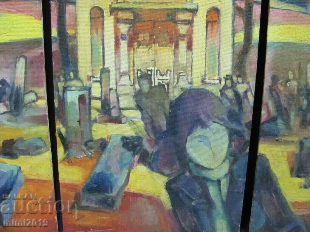 Delivery of Painting Triptych Todor Dryankov Oil Phaser Signed 60x60cm Delivery of Painting Triptych Todor Dryankov Oil Phaser Signed 60x60cm