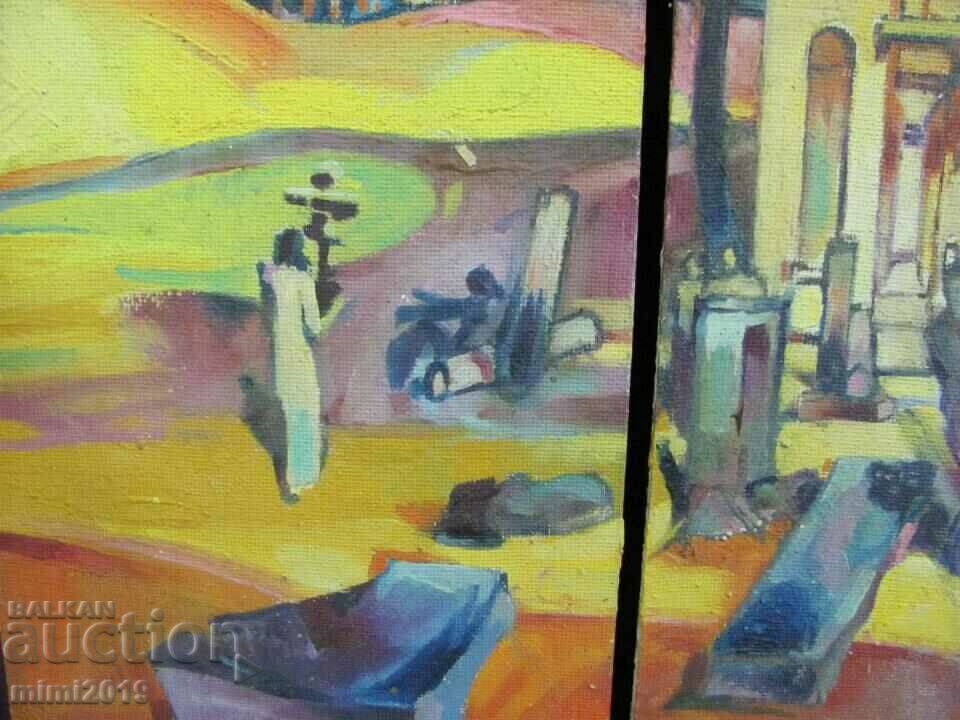 Painting Triptych Todor Dryankov Oil Phaser Signed 60x60cm - 5 Painting Triptych Todor Dryankov Oil Phaser Signed 60x60cm - 5