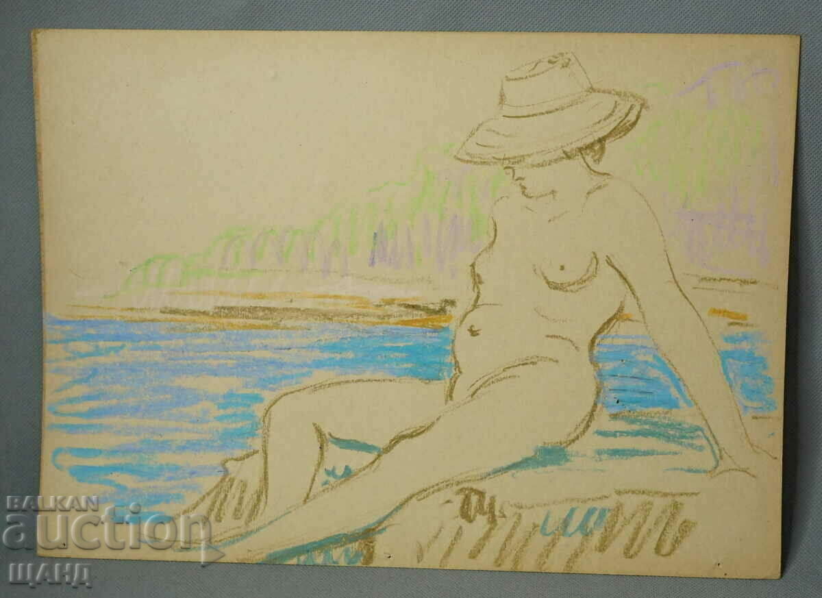 1960 Old Master Drawing Dimitar Vulkanov Γυμνό γυναικείο σώμα