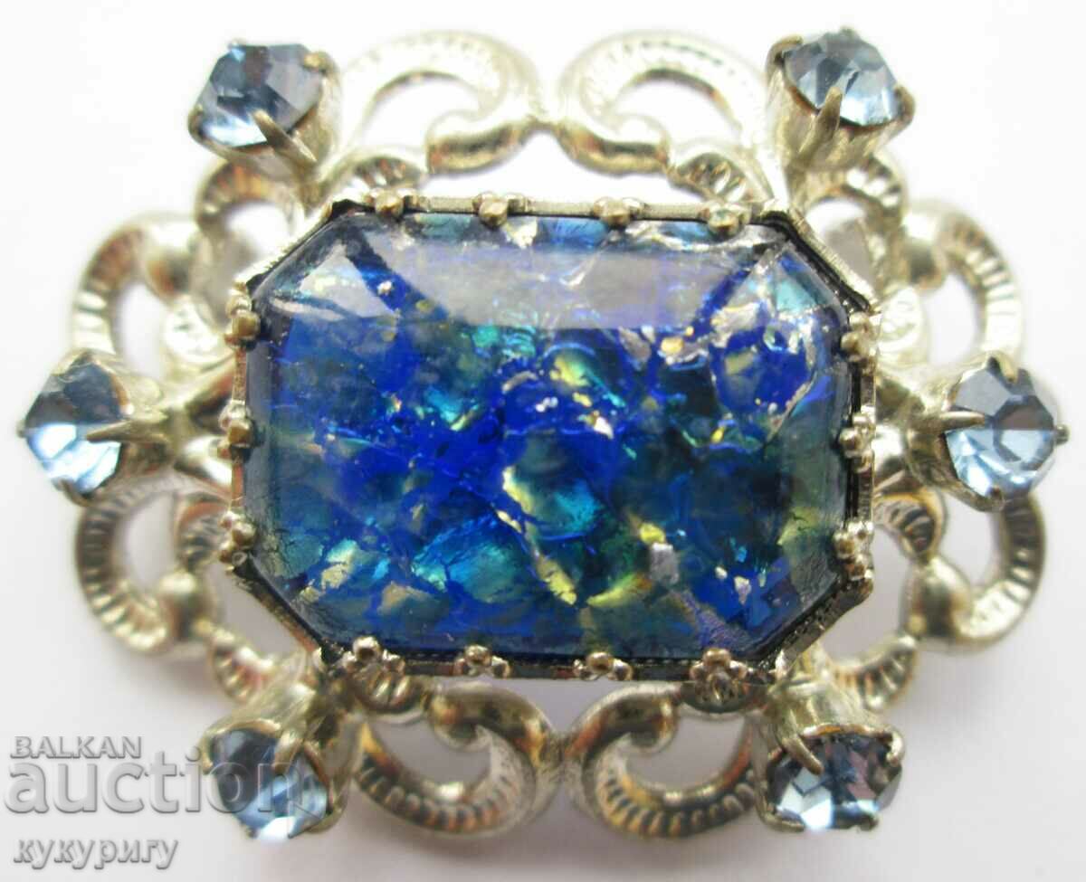 Beautiful vintage Murano glass silver plated ladies brooch - 5 Beautiful vintage Murano glass silver plated ladies brooch - 5