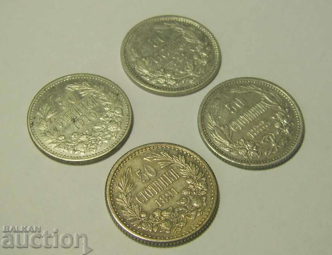 Bulgaria 4 x 50 cents 1910 1891 1883 (x2) with price 350.00 BGN | € 178.95 Bulgaria 4 x 50 cents 1910 1891 1883 (x2) with price 350.00 BGN | € 178.95