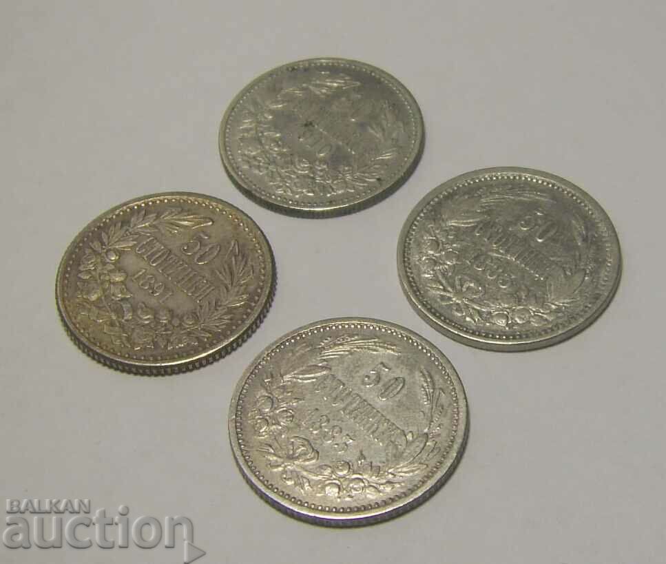 Auction Bulgaria 4 x 50 cents 1910 1891 1883 (x2) Auction Bulgaria 4 x 50 cents 1910 1891 1883 (x2)