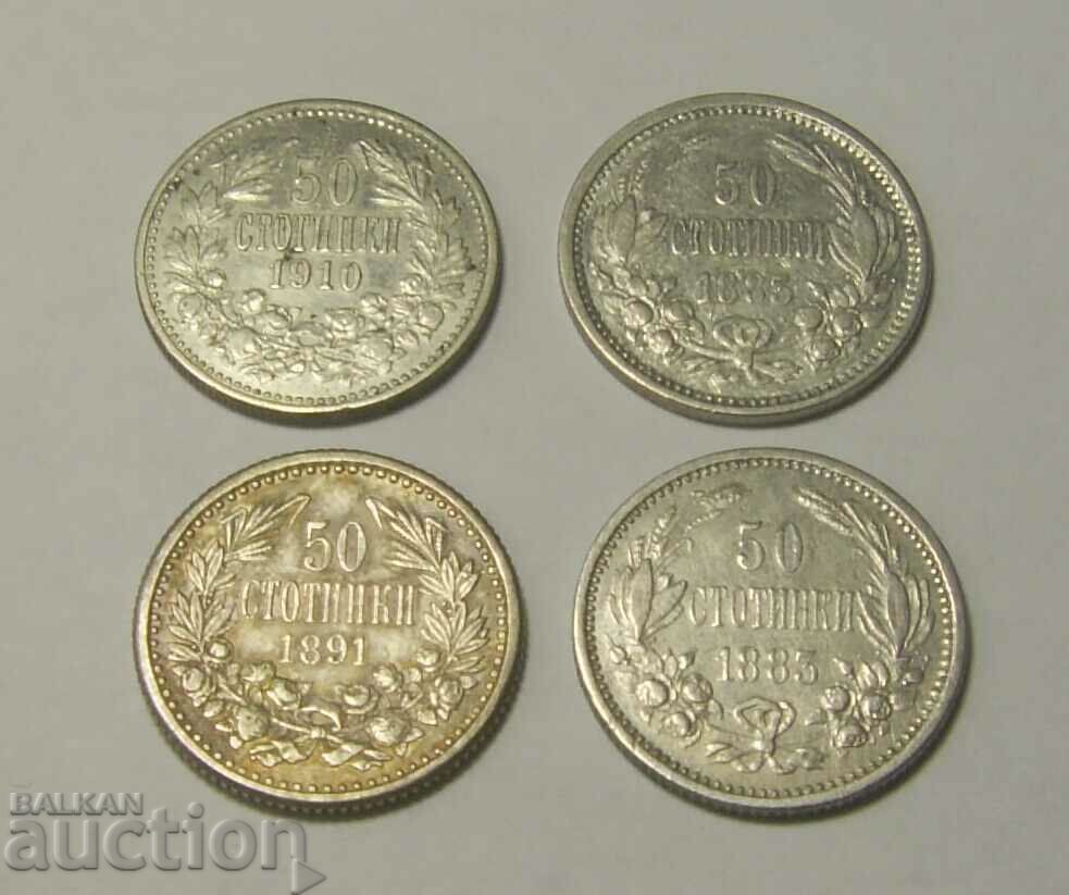 Bulgaria 4 x 50 cents 1910 1891 1883 (x2)