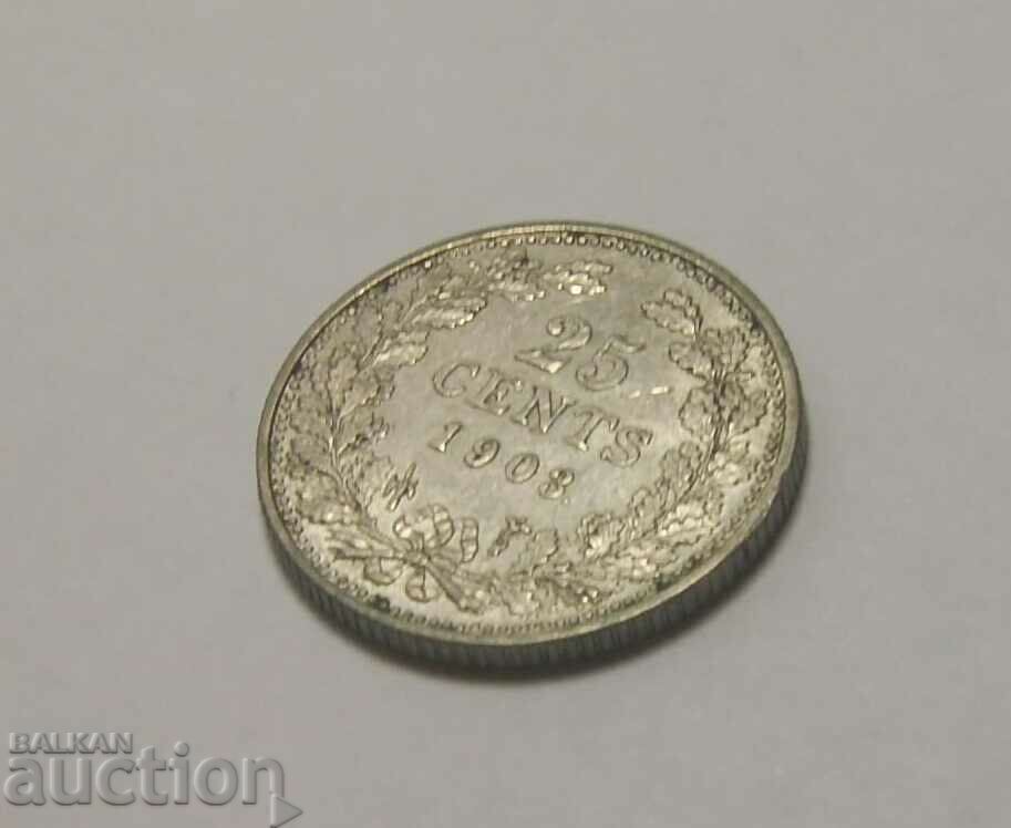 Ολλανδία 25 σεντς Ασήμι 1903 με τιμή 80.00 BGN | € 40.90 Ολλανδία 25 σεντς Ασήμι 1903 με τιμή 80.00 BGN | € 40.90