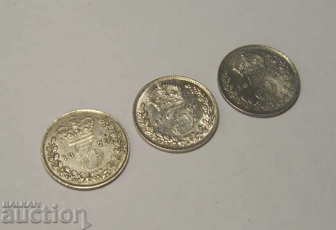Great Britain 3 x 3 pence 1900 1879 1887 with price 100.00 BGN | € 51.13 Great Britain 3 x 3 pence 1900 1879 1887 with price 100.00 BGN | € 51.13