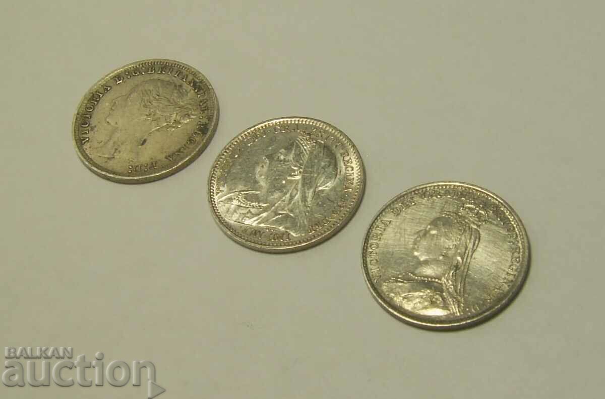 Delivery of Great Britain 3 x 3 pence 1900 1879 1887 Delivery of Great Britain 3 x 3 pence 1900 1879 1887