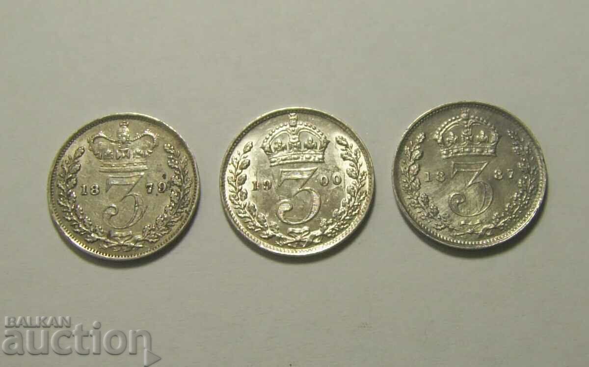 Great Britain 3 x 3 pence 1900 1879 1887