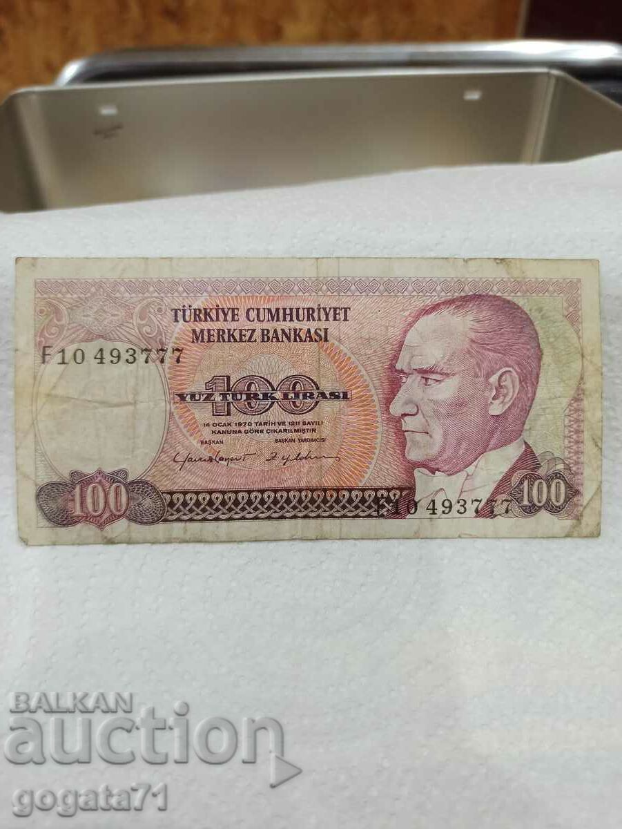 100 Turkish lira 1970