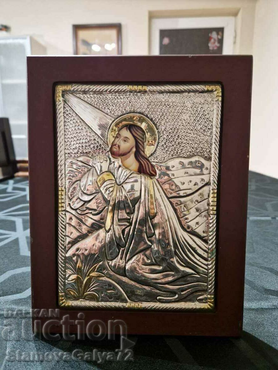 A lovely antique silver icon