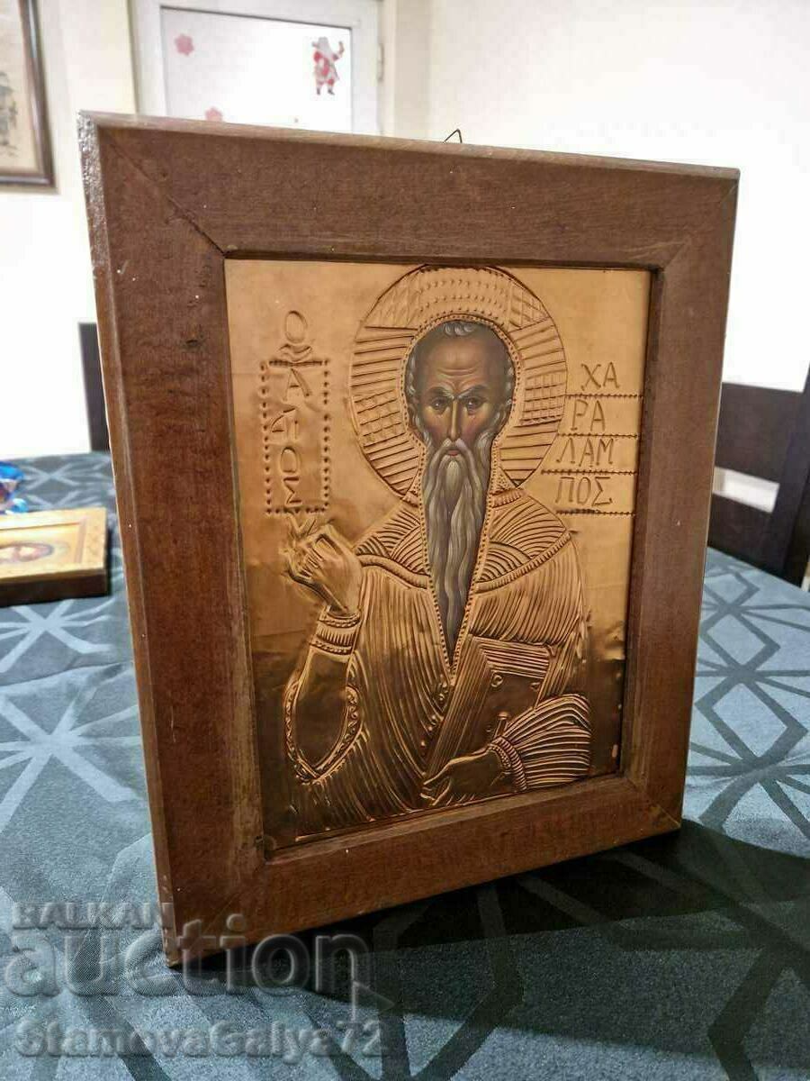 Delivery of Unique antique icon with copper hardware Delivery of Unique antique icon with copper hardware