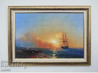 Aivazovsky "Fishermen on the shore of the sea" seascape painting