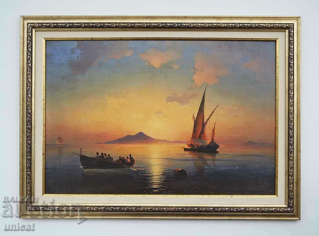 Aivazovsky "Napolitan Bay", peisaj marin, pictură