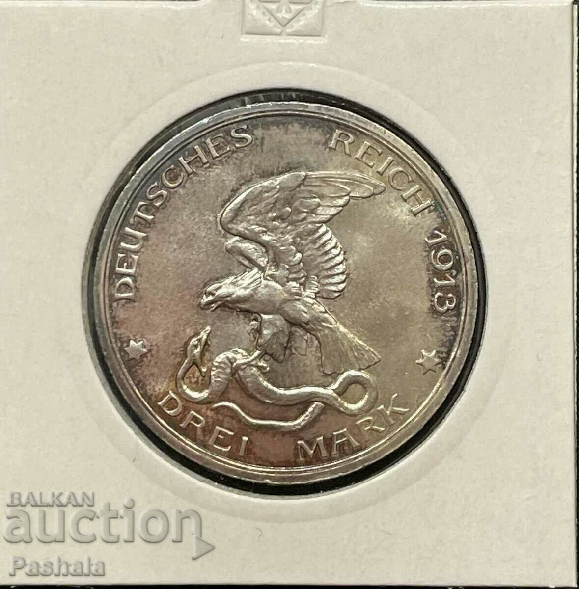 Германия 3 марки 1913 г. Прусия .