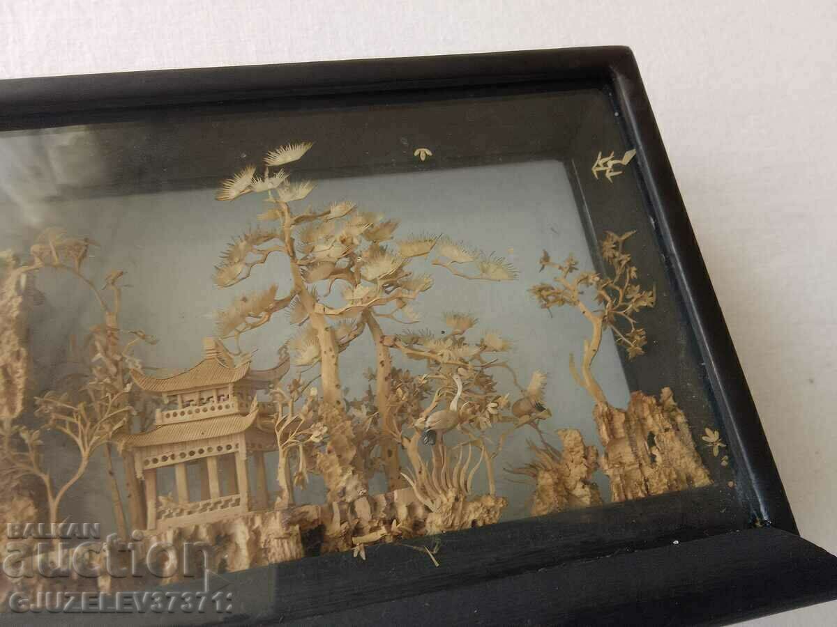Delivery of VINTAGE CHINESE HAND CARVED CORK DIORAMA ITEM Delivery of VINTAGE CHINESE HAND CARVED CORK DIORAMA ITEM