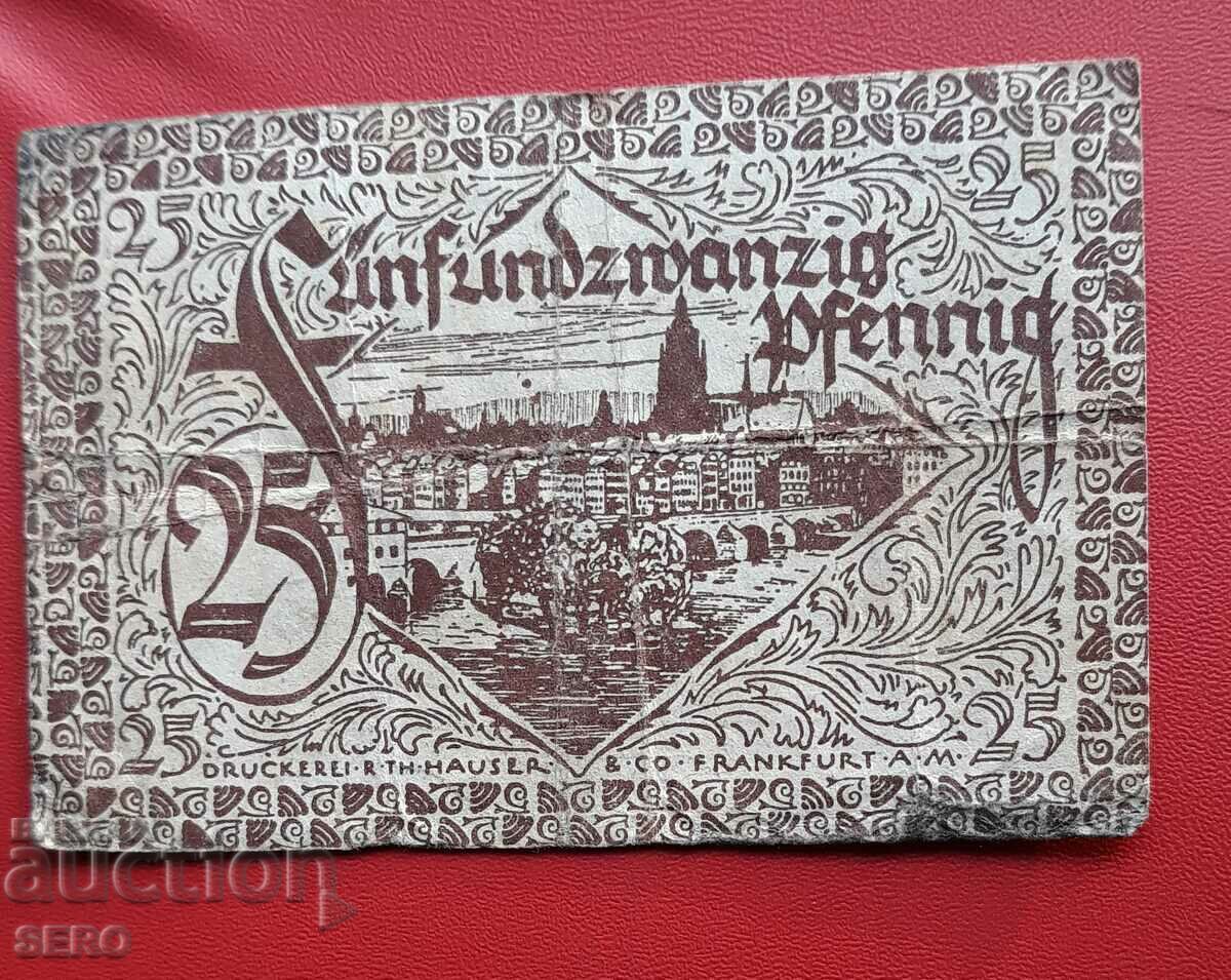 Bancnota-Germania-Hessen-Frankfurt pe Main-25 Pfennig 1919