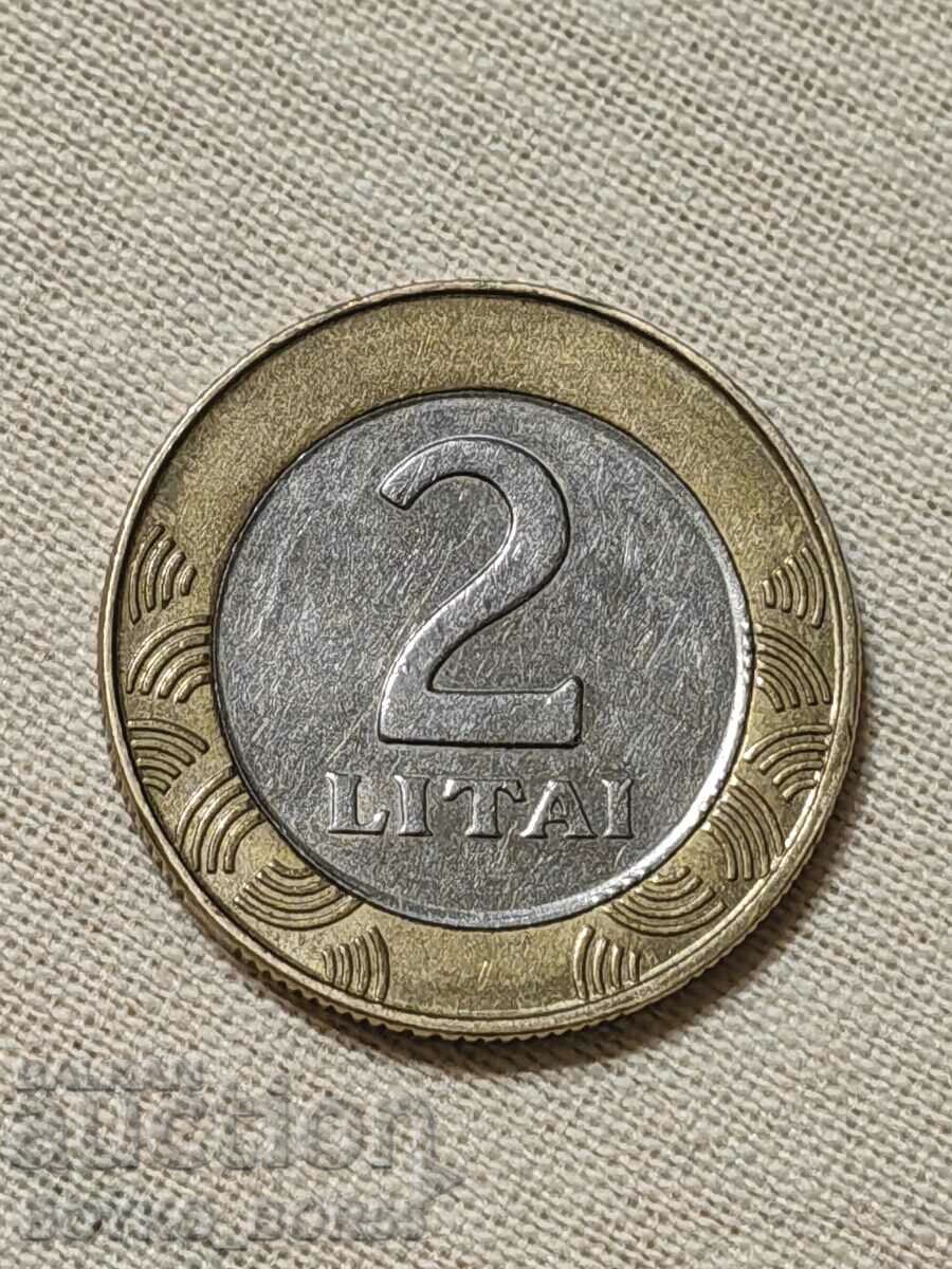 Rare Lithuanian Coin 2 LITAI 2008 Circulation 4000 pcs.