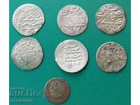 Collection UNPERFECTED 7 ahceta silver Ottoman coins mangers