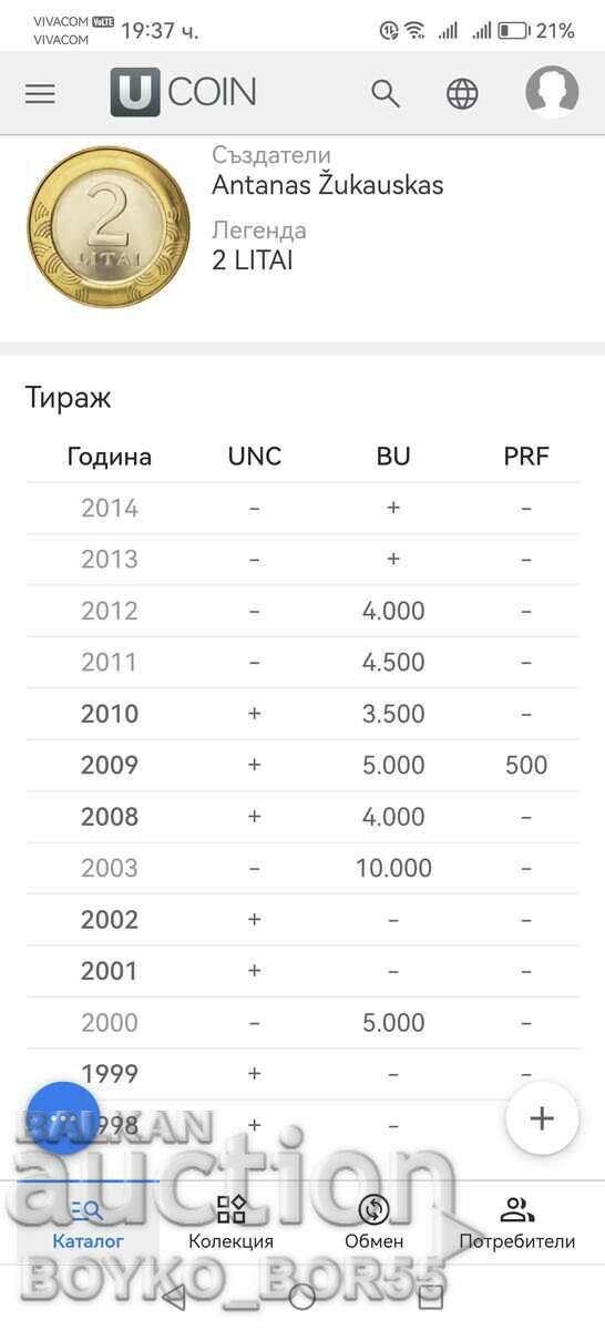 Auction Four Rare Lithuanian Coins 2 LITAI 1999, 2001, 2002 Auction Four Rare Lithuanian Coins 2 LITAI 1999, 2001, 2002