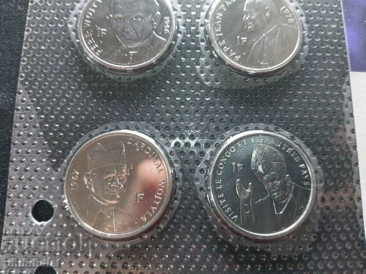 Auction Congo 2004 - Pope John Paul II - Complete set of 4 coins Auction Congo 2004 - Pope John Paul II - Complete set of 4 coins