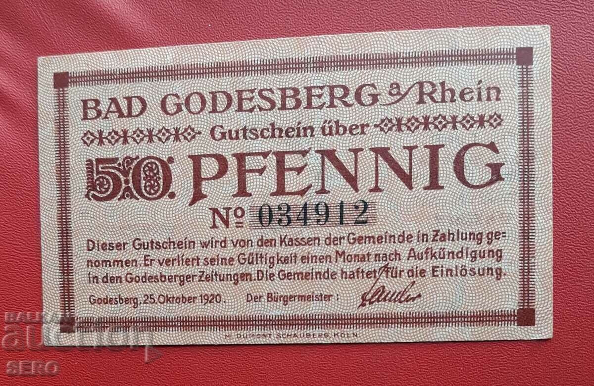 Банкнота-Германия-С.Рейн-Вестфалия-Бад Годесберг-50 пф. 1920