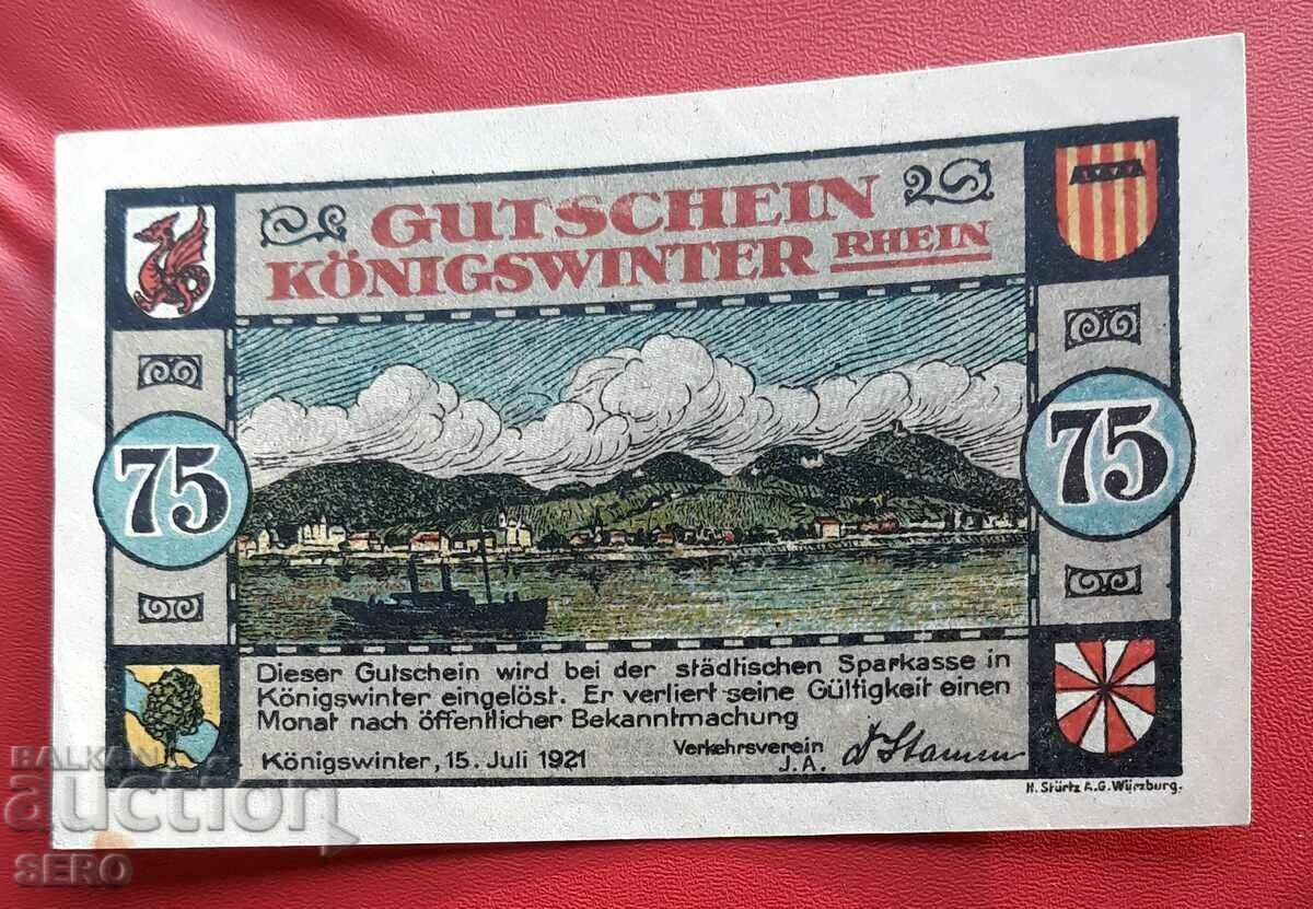 Τραπεζογραμμάτιο-Γερμανία-S.Rhein-Westphalia-Königswinter-75 pf. 1921