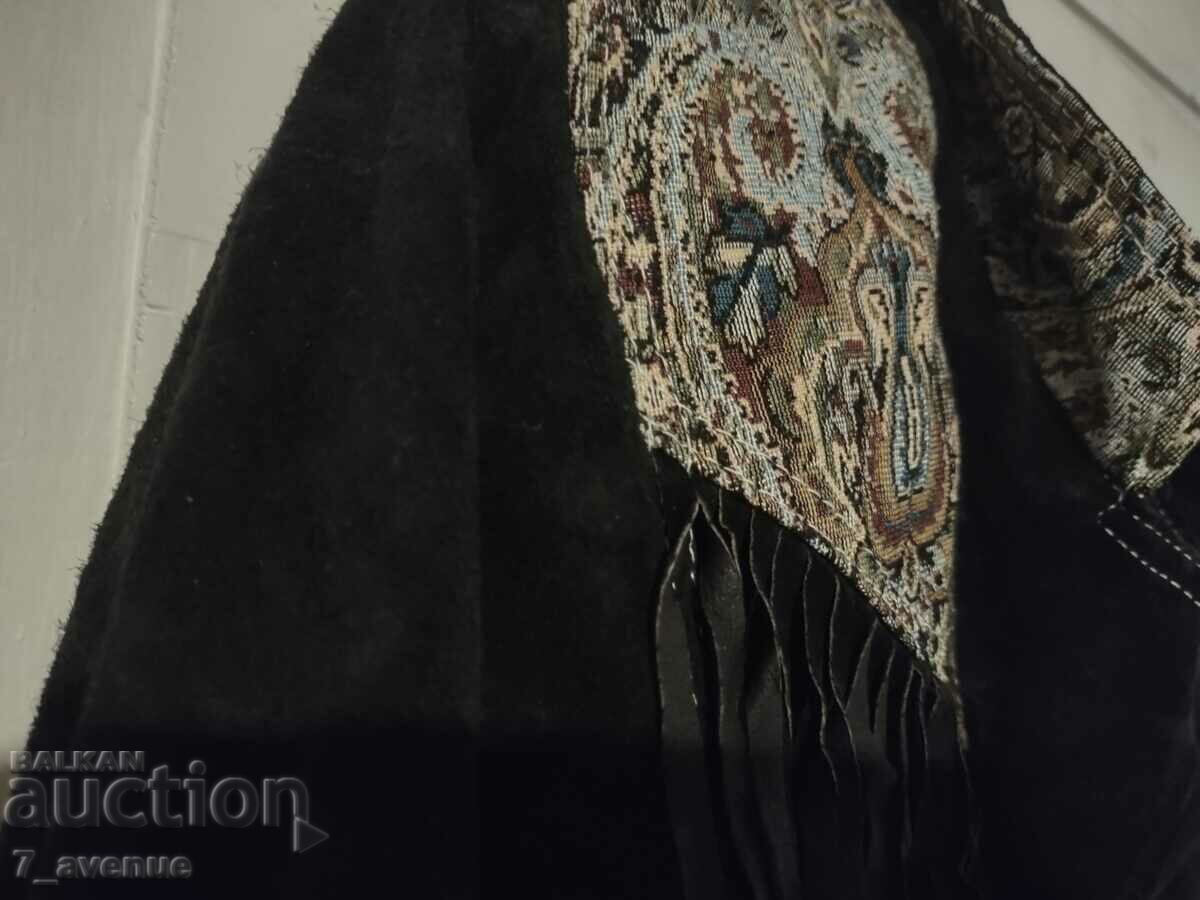 JACĂ piele cu damasc, franjuri, Vintage, 29.11.23 - 6 JACĂ piele cu damasc, franjuri, Vintage, 29.11.23 - 6