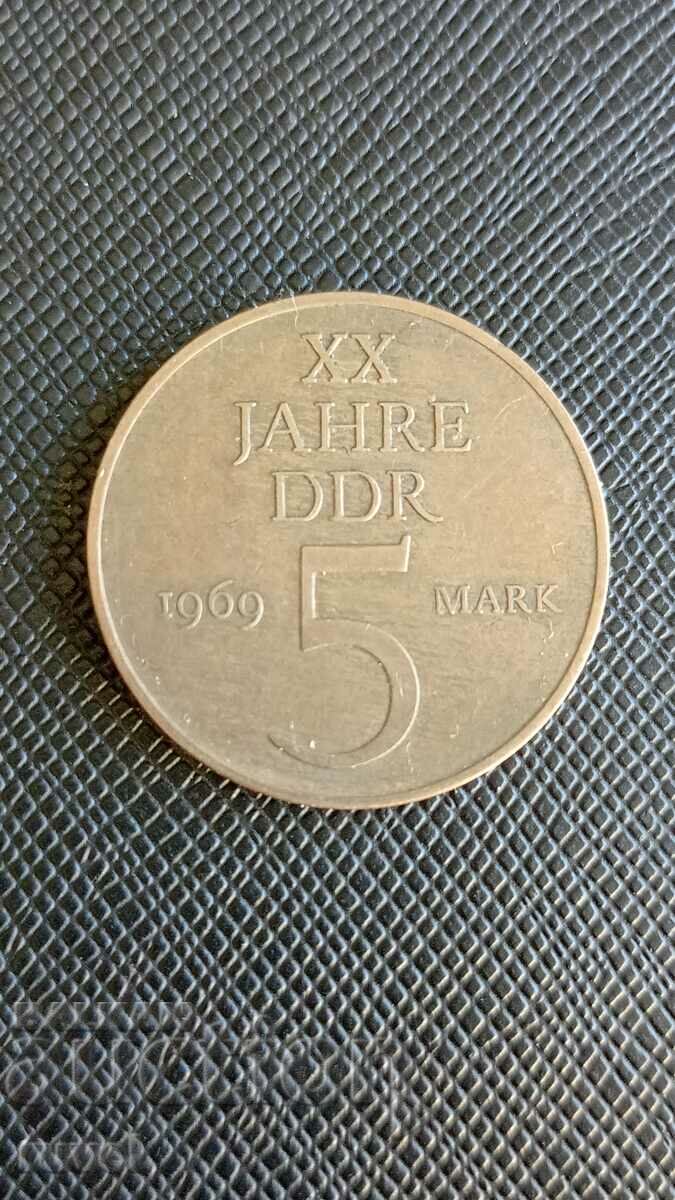 ГДР 5 марки, 1969 г.