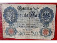 Τραπεζογραμμάτιο-Γερμανία-20 σήματα 1907-σπάνιο