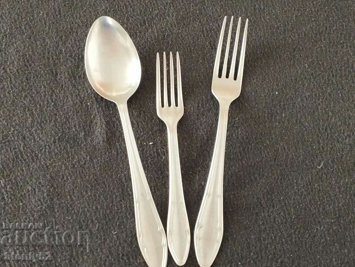 3 pcs spoon and fork set "P.Denev"-Gabrovo