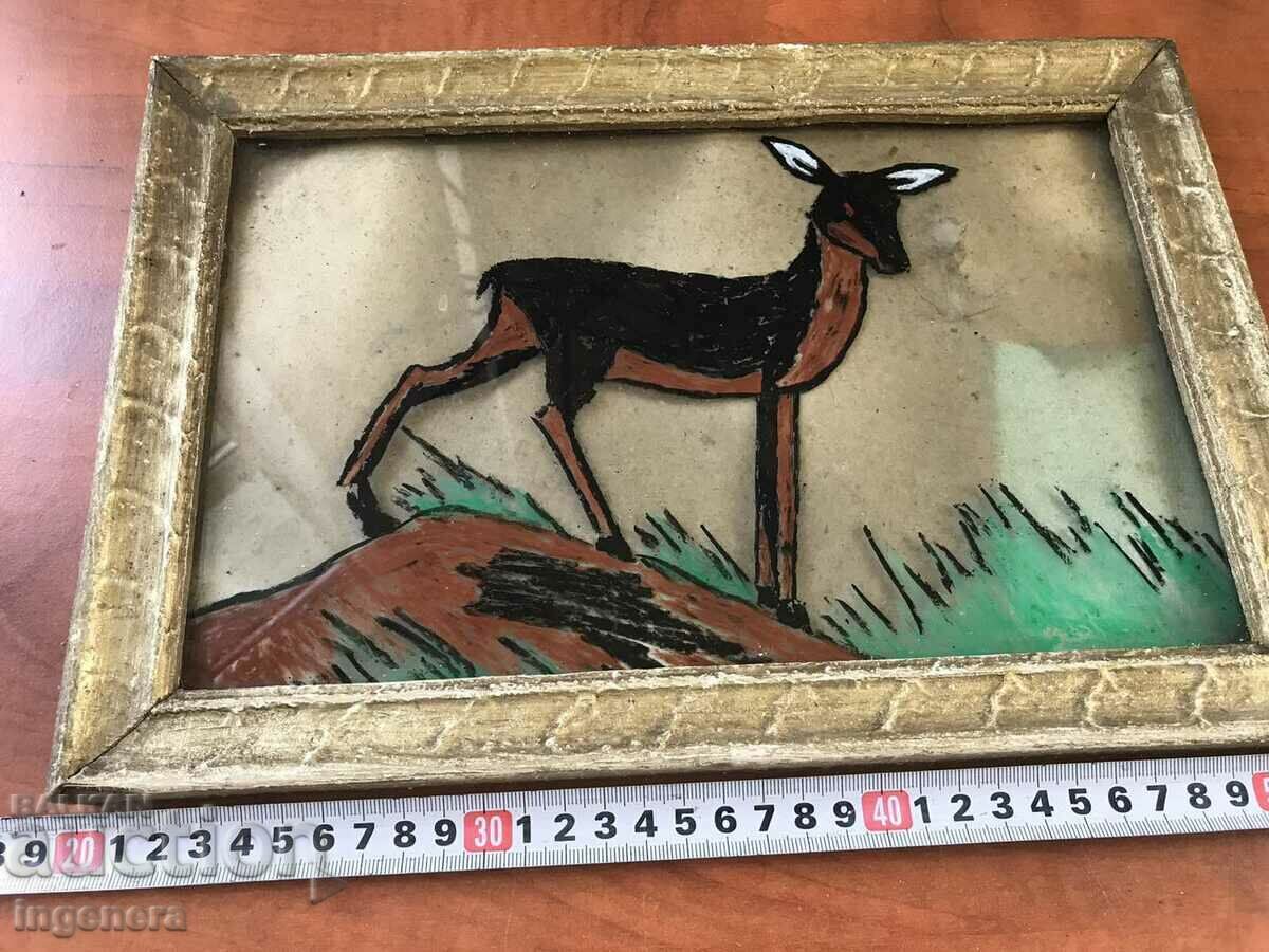 PAINTING ON GLASS FROM THE 70'S WOODEN FRAME with price 17.00 BGN | € 8.69