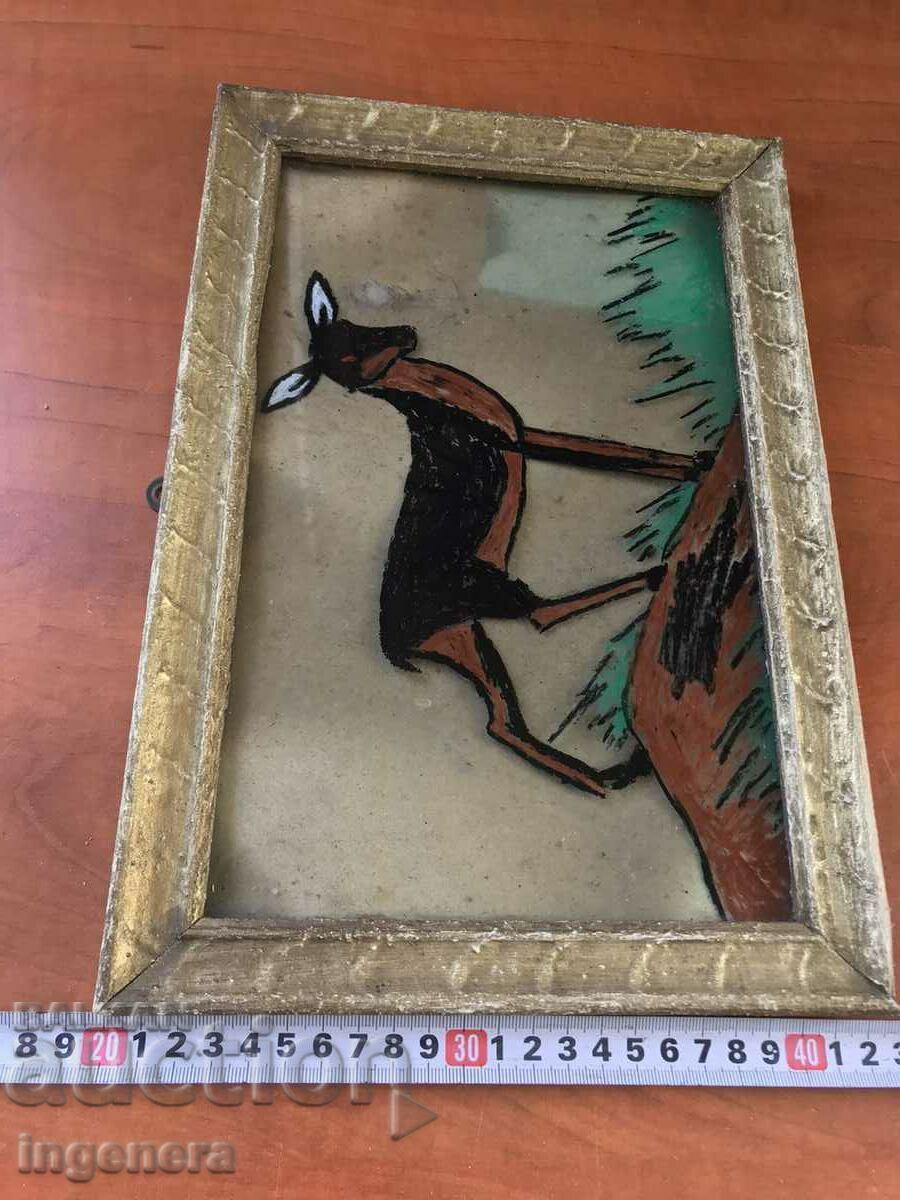 Auction  PAINTING ON GLASS FROM THE 70'S WOODEN FRAME