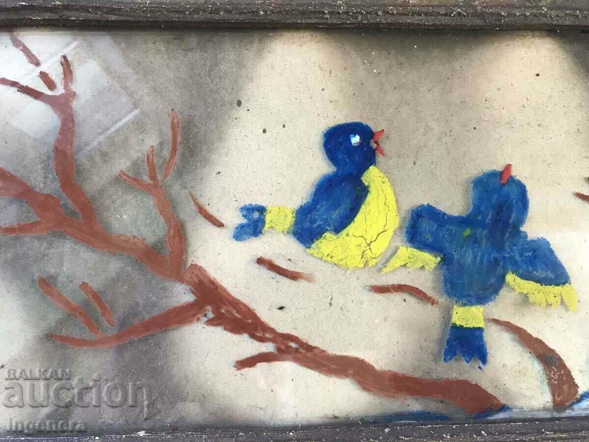 Delivery of PAINTING ON GLASS FROM THE 70'S WOODEN FRAME