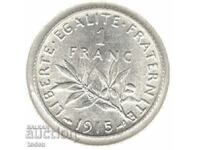 +Franța-1 Franc-1915-KM# 844-Argint