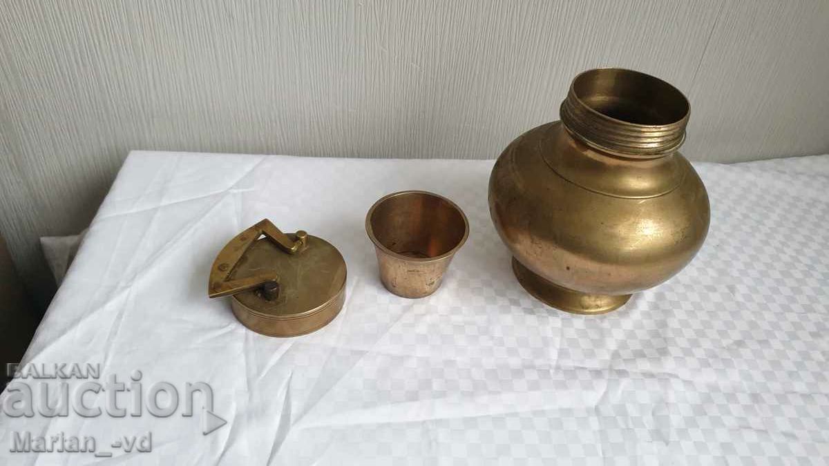 Стар индуиски религиозин месингов съд за вода - 5 Стар индуиски религиозин месингов съд за вода - 5