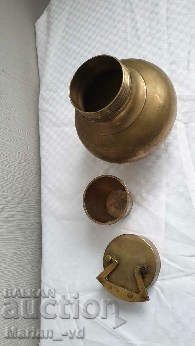 Стар индуиски религиозин месингов съд за вода - 7 Стар индуиски религиозин месингов съд за вода - 7