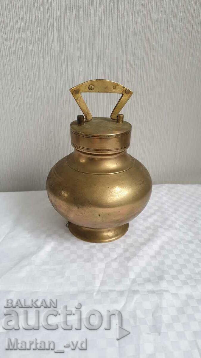 Old Hindu religiosin brass water vessel