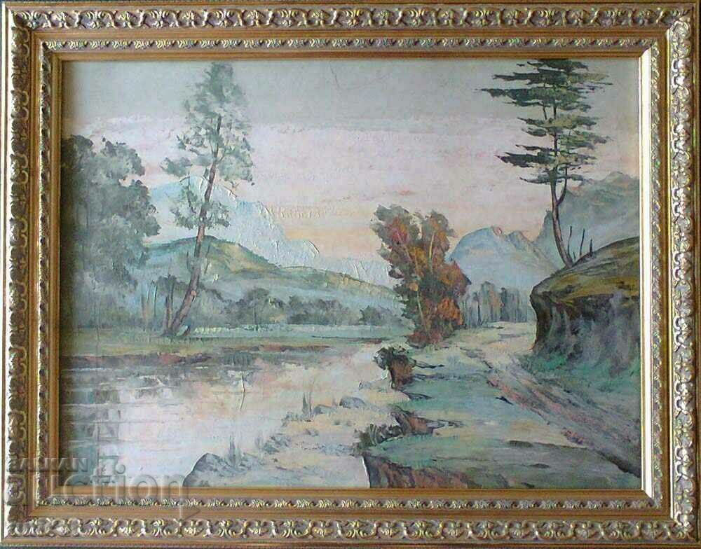 Παλιά ζωγραφική - Τοπίο - Ποταμός Iskar και βουνό Rila, ζωγραφική,
