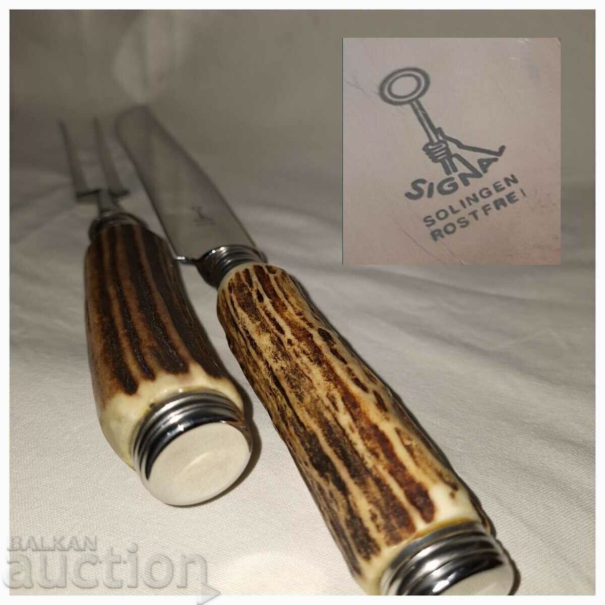 Old knife fork set for barbecue meat--Solingen Solingen with price 100.00 BGN | € 51.13 Old knife fork set for barbecue meat--Solingen Solingen with price 100.00 BGN | € 51.13