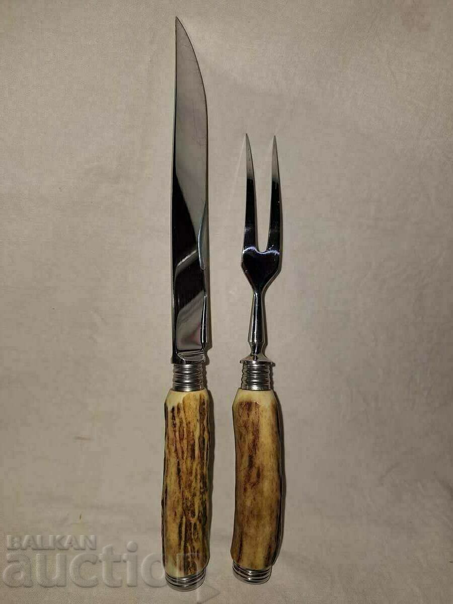 Auction Old knife fork set for barbecue meat--Solingen Solingen Auction Old knife fork set for barbecue meat--Solingen Solingen