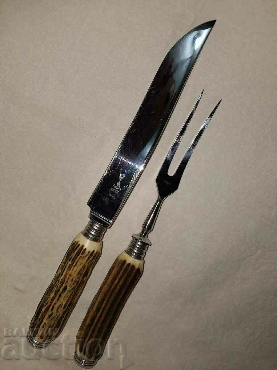 Old knife fork set for barbecue meat--Solingen Solingen - 7 Old knife fork set for barbecue meat--Solingen Solingen - 7