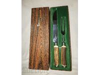 Old knife fork set for barbecue meat--Solingen Solingen