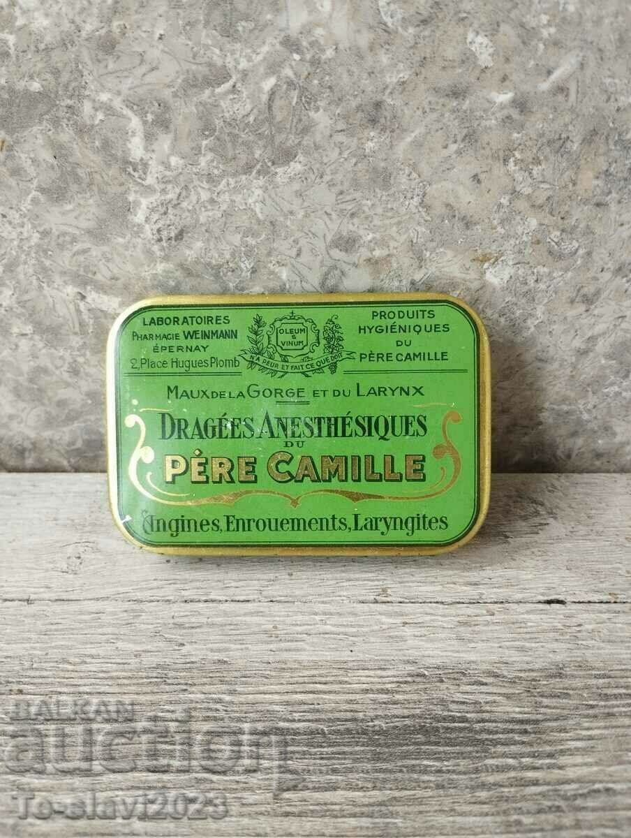 Παλιό γαλλικό μεταλλικό κουτί ιατρικής