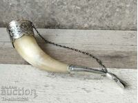 Old Russian horn with silver fittings and niello