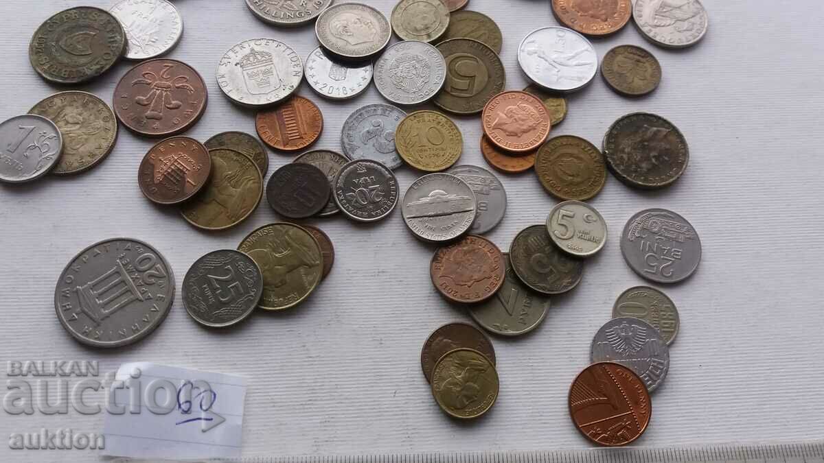 A COLLECTION OF 60 COINS FROM AROUND THE WORLD with price 8.99 BGN | € 4.60