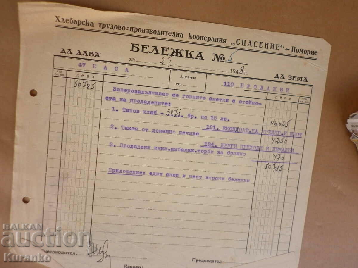 Documents Khlebarska labor. production co-op Salvation Pomorie