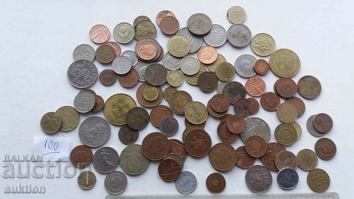 A COLLECTION OF 100 COINS FROM AROUND THE WORLD